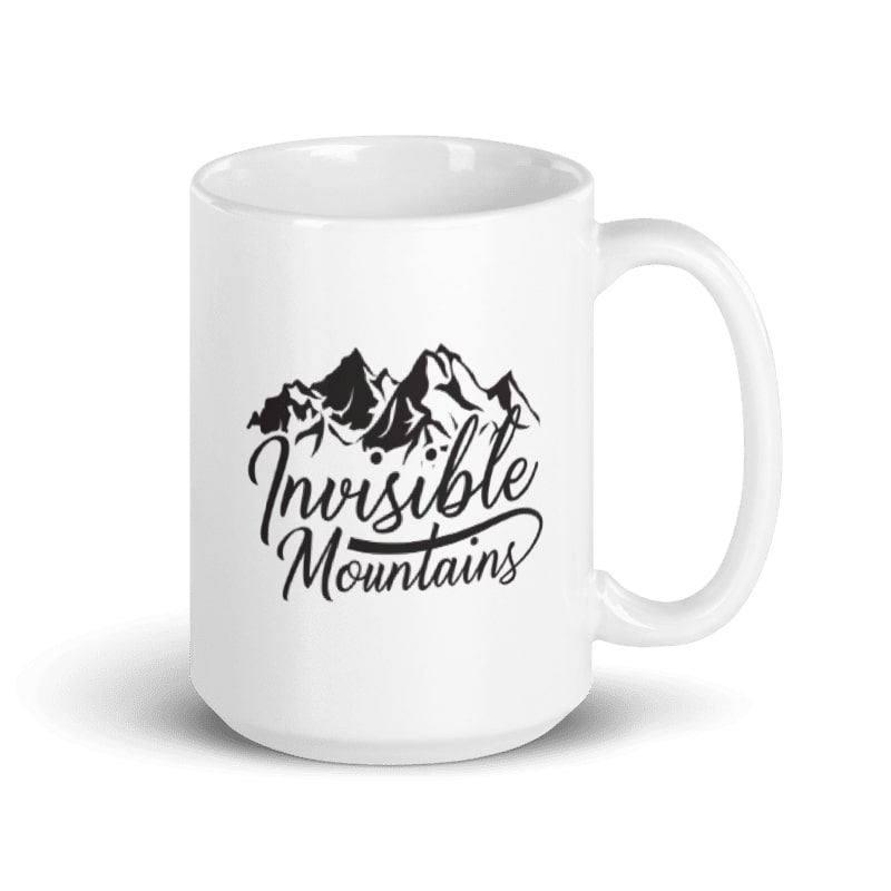 Invisible Mountain White glossy mug