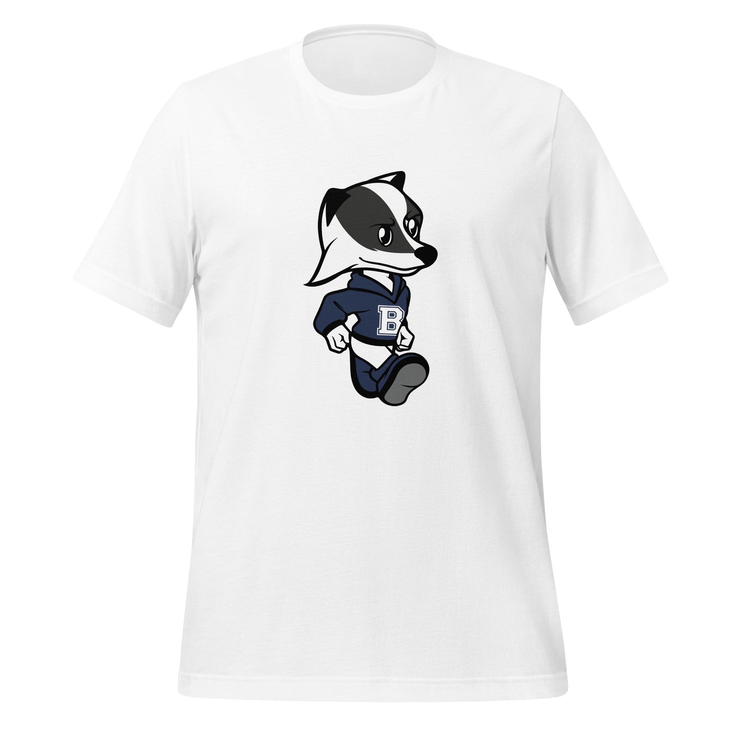 A white t-shirt with the Brentwood Badgers Mascot