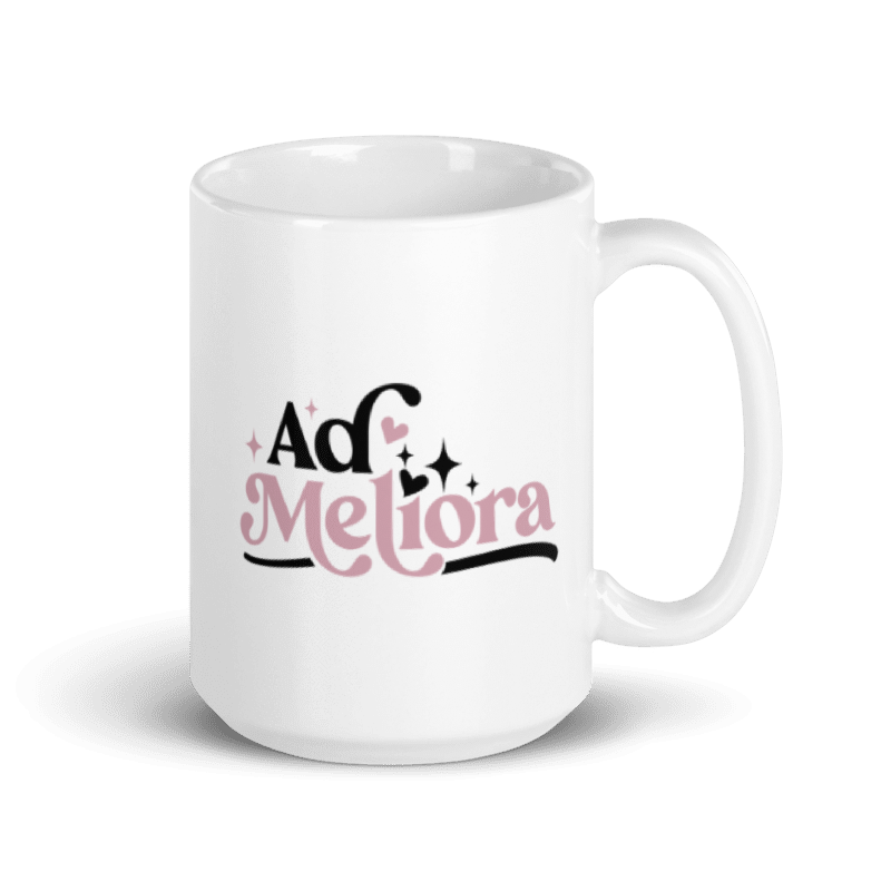 Ad Meliora White glossy mug