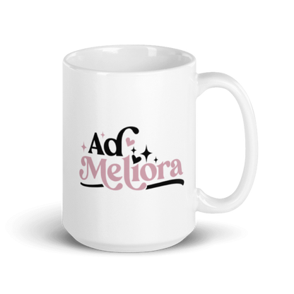 Ad Meliora White glossy mug