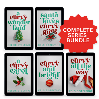 A red sticker next to five ebook covers reads "COMPLETE SERIES BUNDLE" 
next to5 ebooks, which are 
Santa Loves Curvy Girls
A Curvy Carol
A Curvy Wonderland
Curvy and Bright
Curvy All The Way