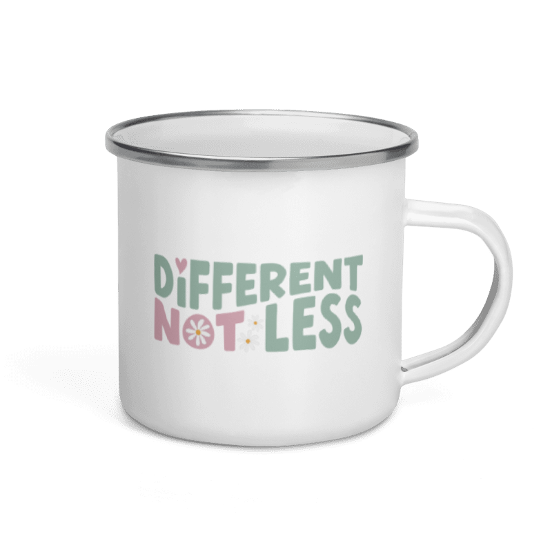 Different Not Less Enamel Mug