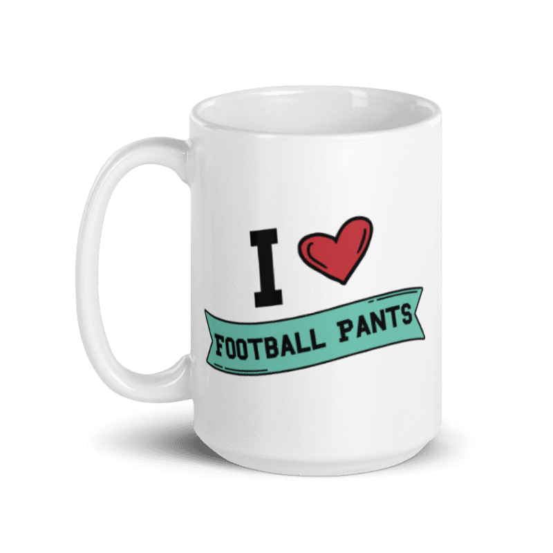 I <3 Football Pants White glossy mug