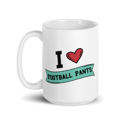 I <3 Football Pants White glossy mug