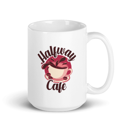 Halfway Cafe White glossy mug