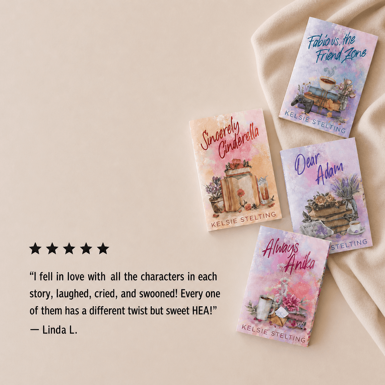 A five star review of the Pen Pal Romance Series saying each one has a different twist but a sweet HEA.