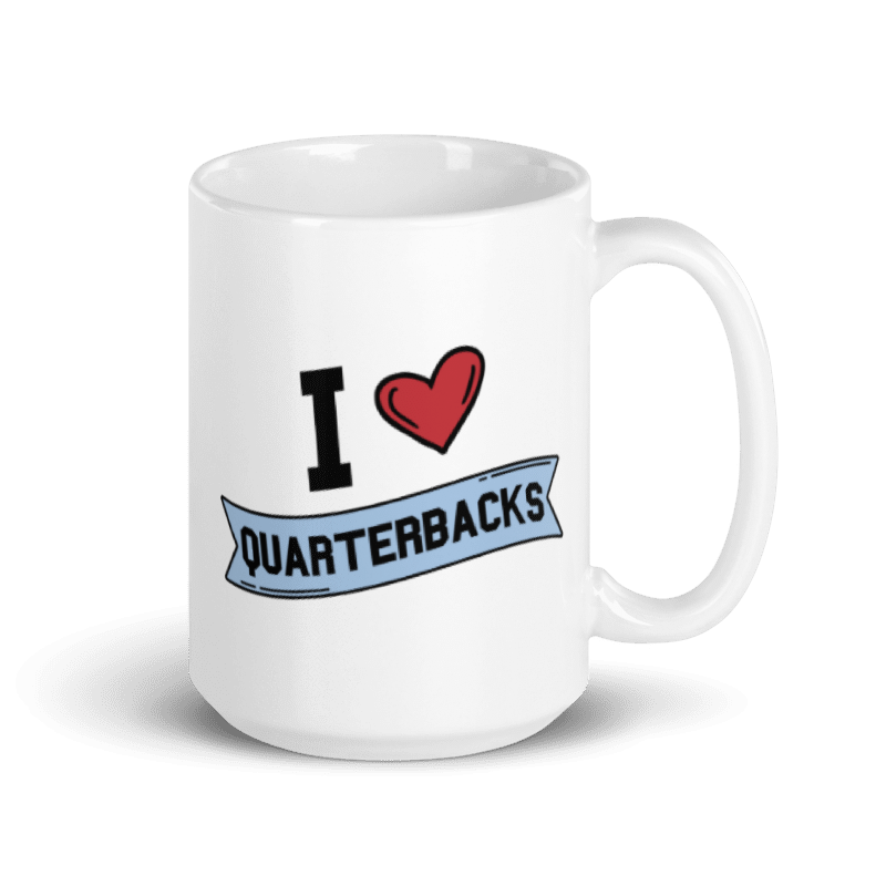 I <3 Quarterbacks White glossy mug