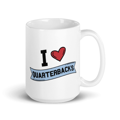 I <3 Quarterbacks White glossy mug