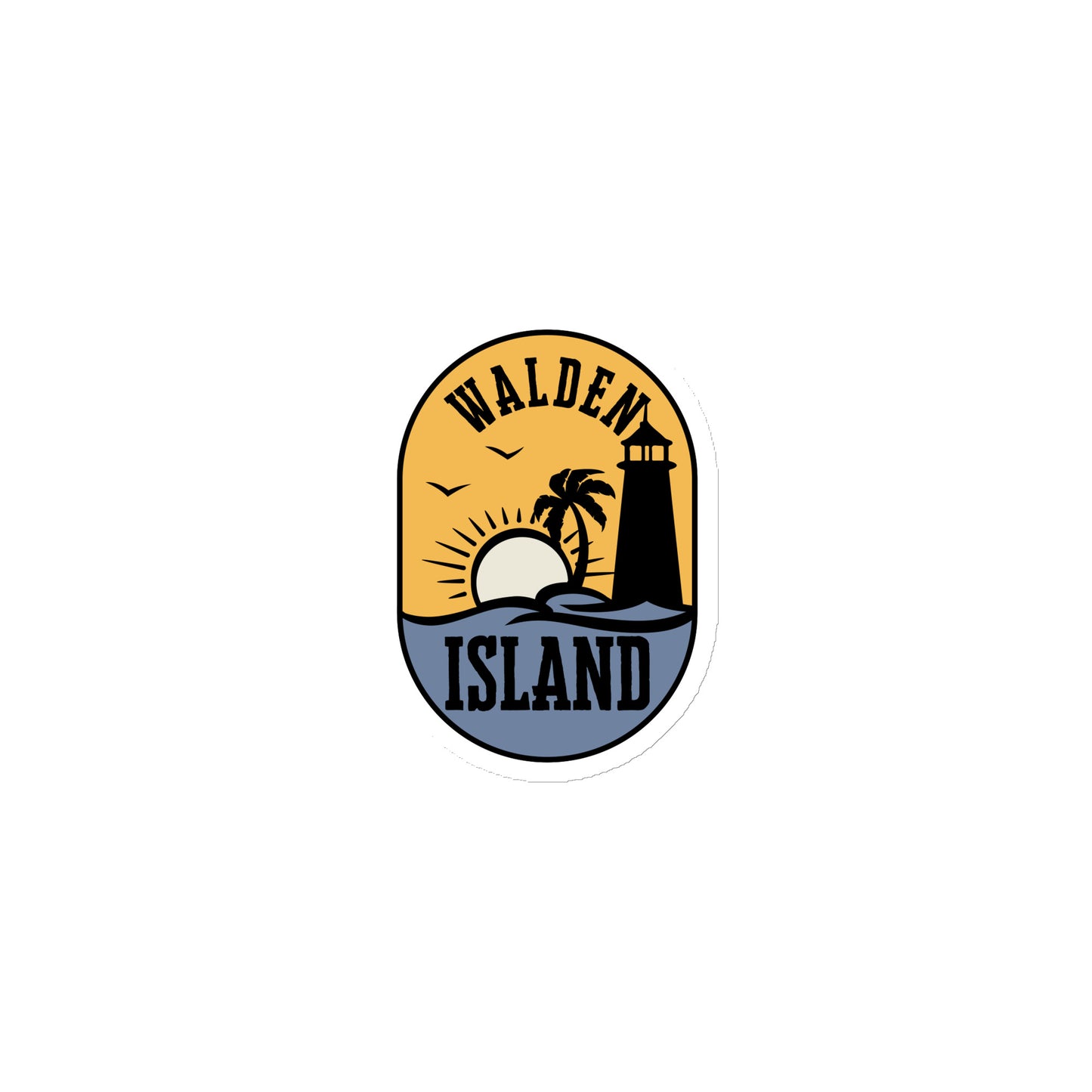 Walden Islands Magnet, with a sun, lighthouse, and the sea