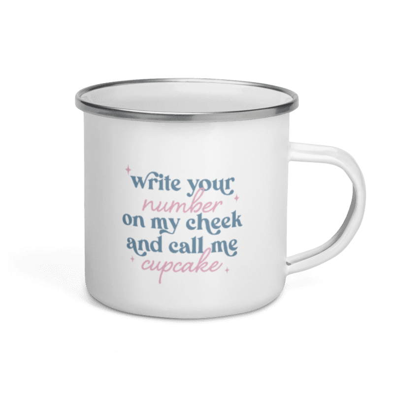 Write Your Number & Call Me Cupcake Enamel Mug