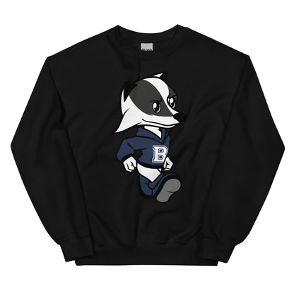 A black crew neck sweatshirt with the Brentwood Badgers Mascot
