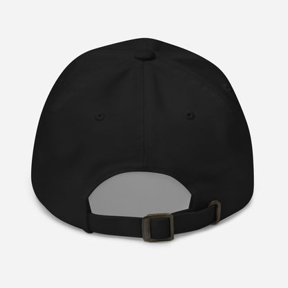 the plain back of a black cap