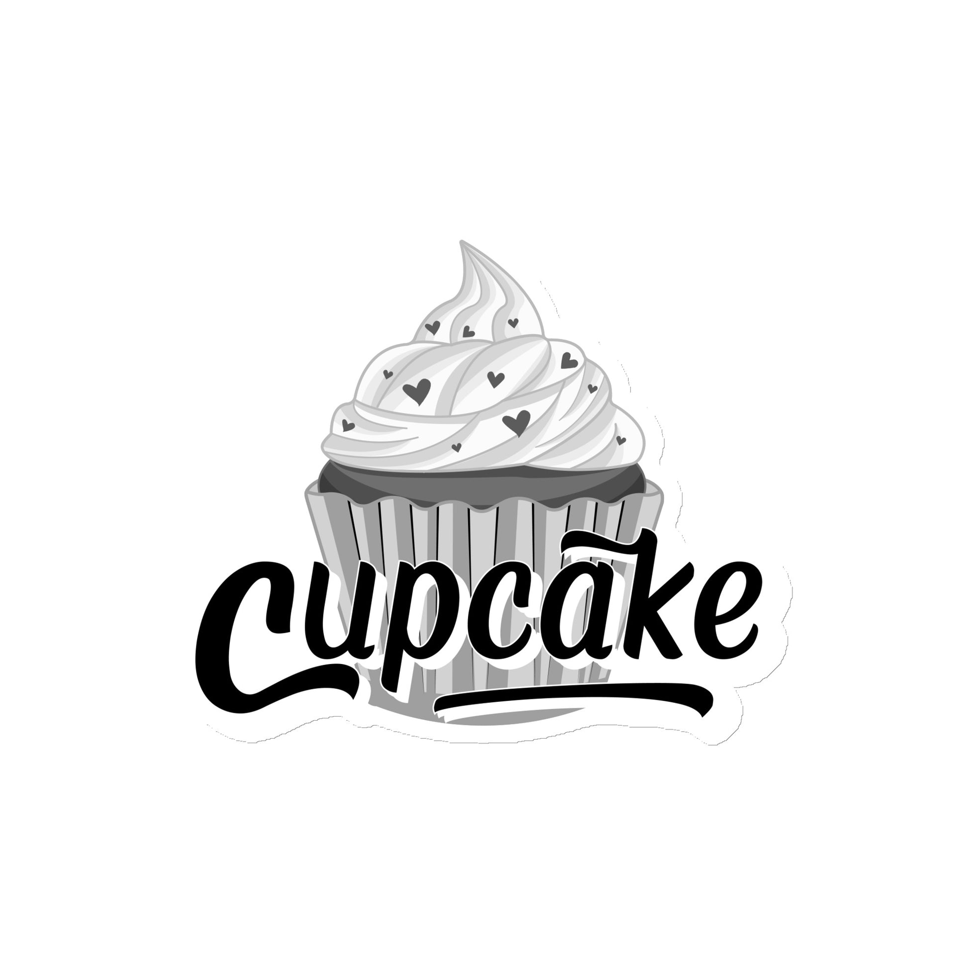 A cupcake magnet with cupcake written across it
