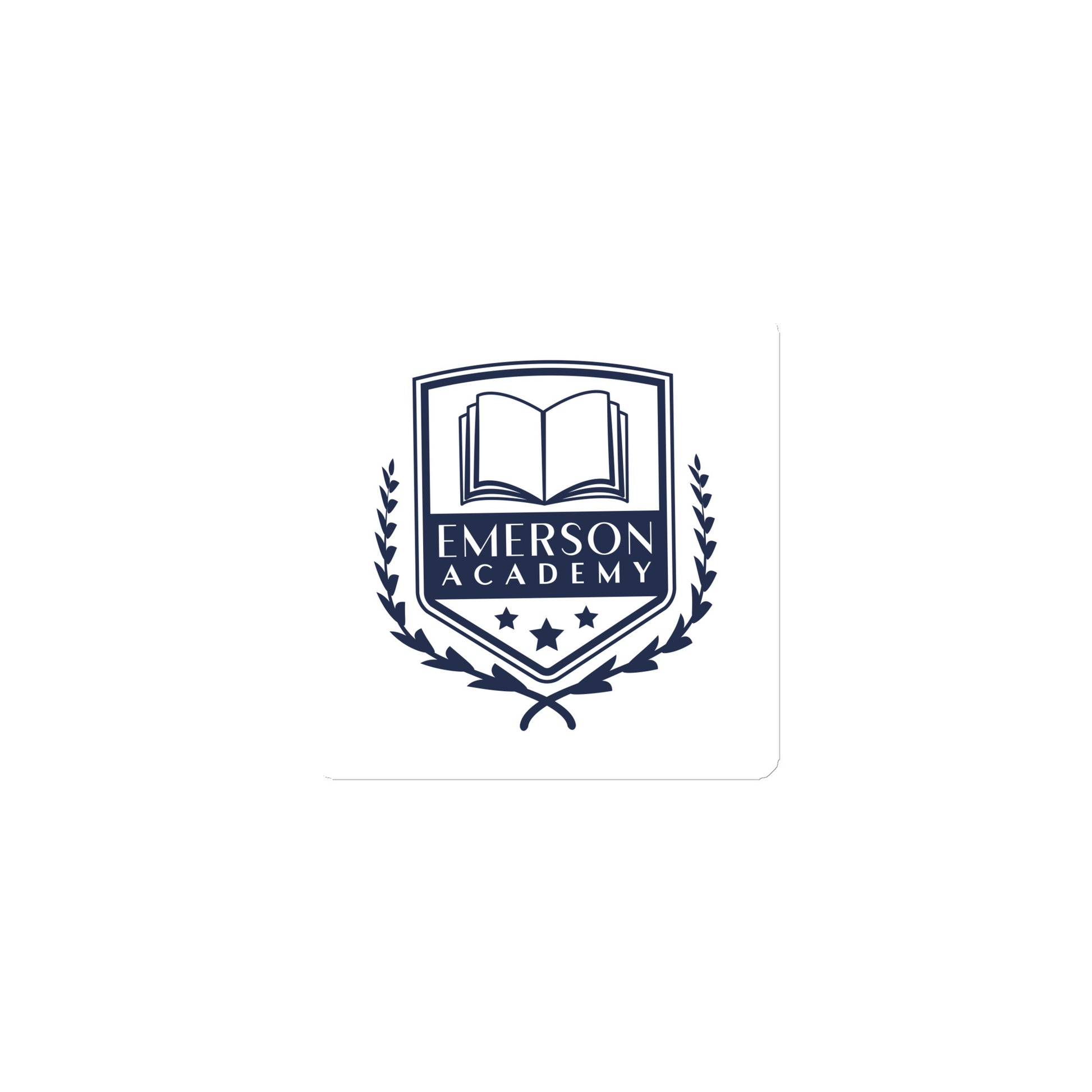 A magnet with the Emerson Academy Logo, a school crest that prominently features an open book