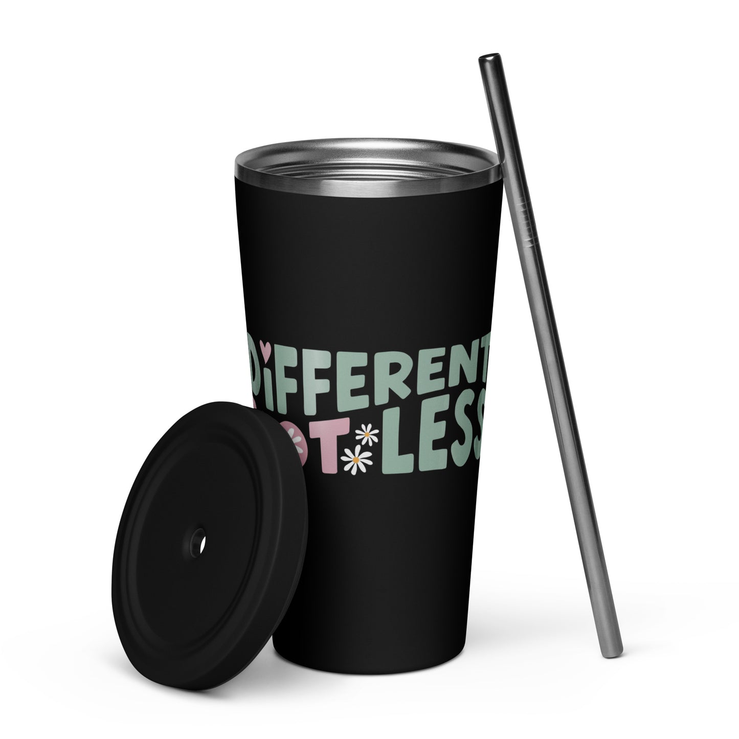 Different Not Less Insulated tumbler with a straw