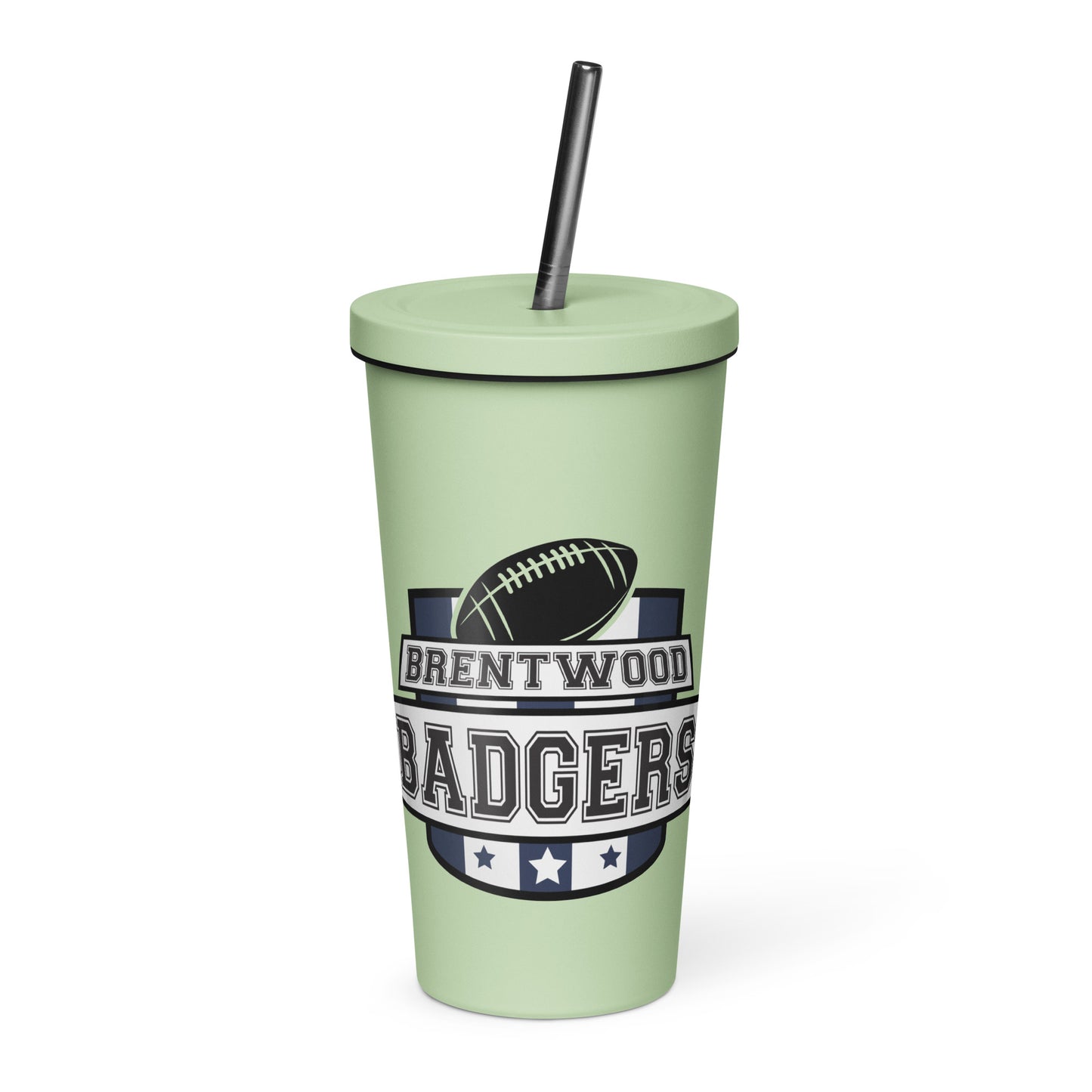 Badgers Insulated tumbler with a straw