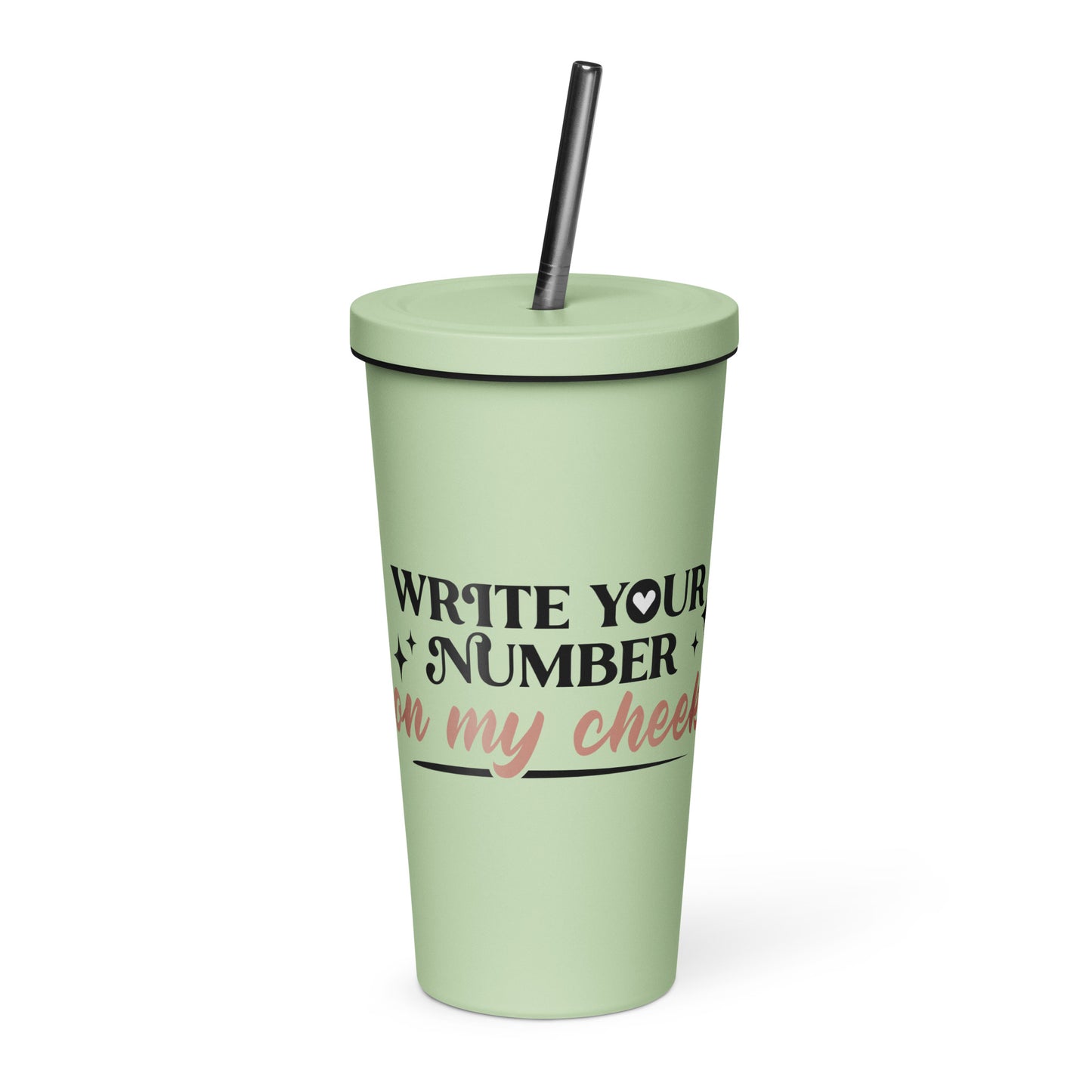 Write Your Number Insulated tumbler with a straw