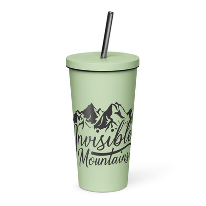 Invisible Mountains Insulated tumbler with a straw