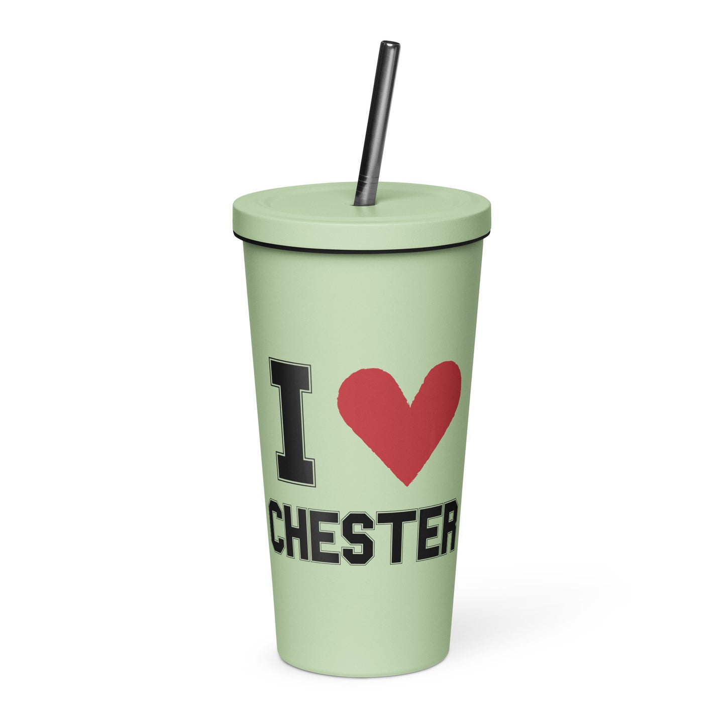 I <3 Chester Insulated tumbler with a straw