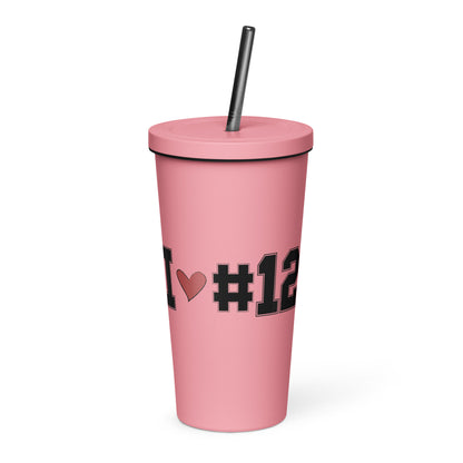 I <3 #12 Insulated tumbler with a straw