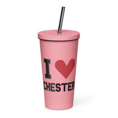 I <3 Chester Insulated tumbler with a straw