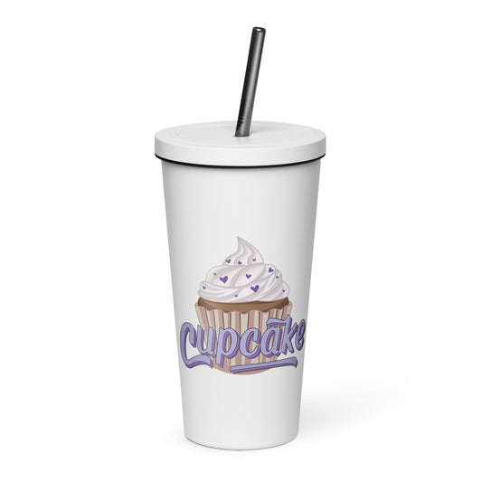 Cupcake Insulated tumbler with a straw