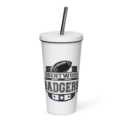 Badgers Insulated tumbler with a straw