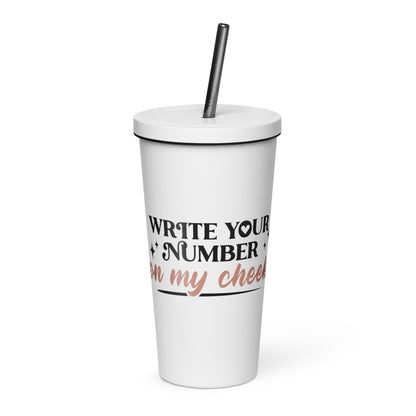 Write Your Number Insulated tumbler with a straw