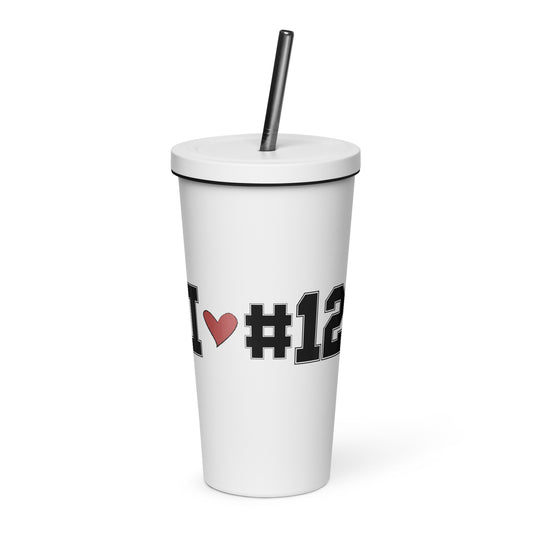 I <3 #12 Insulated tumbler with a straw