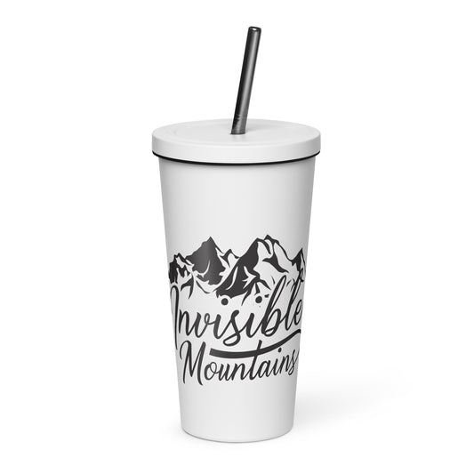 Invisible Mountains Insulated tumbler with a straw