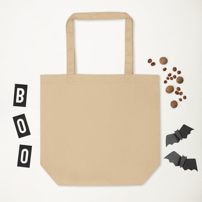 the plain back of an oyster colored tote bag