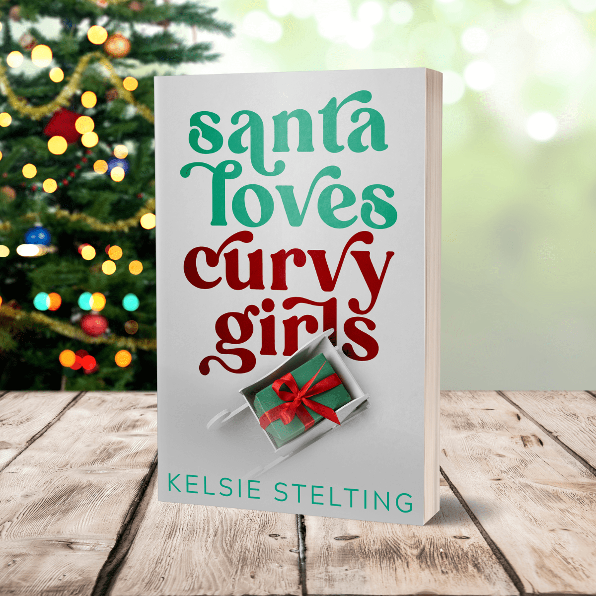 A paperback copy of Santa loves Curvy Girls by Kelsie Stelting