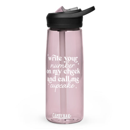 Write Your Number & Call Me Cupcake Sports water bottle