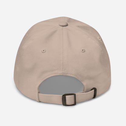 the plain back of a stone colored cap