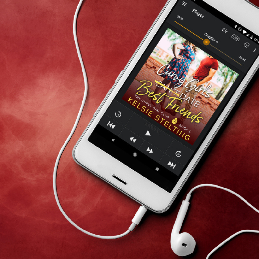 An audiobook cover. The book's title is Curvy Girls Can't Date Best Friends, The Curvy Girl Club Book 5, by author Kelsie Stelting