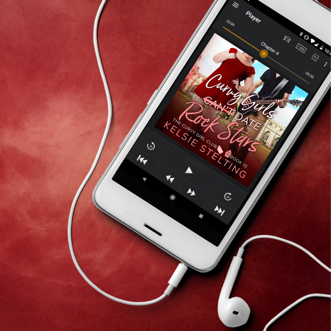 An audiobook. The book's title is Curvy Girls Can't Date Rock Stars, The Curvy Girl Club Book 10 by author Kelsie Stelting